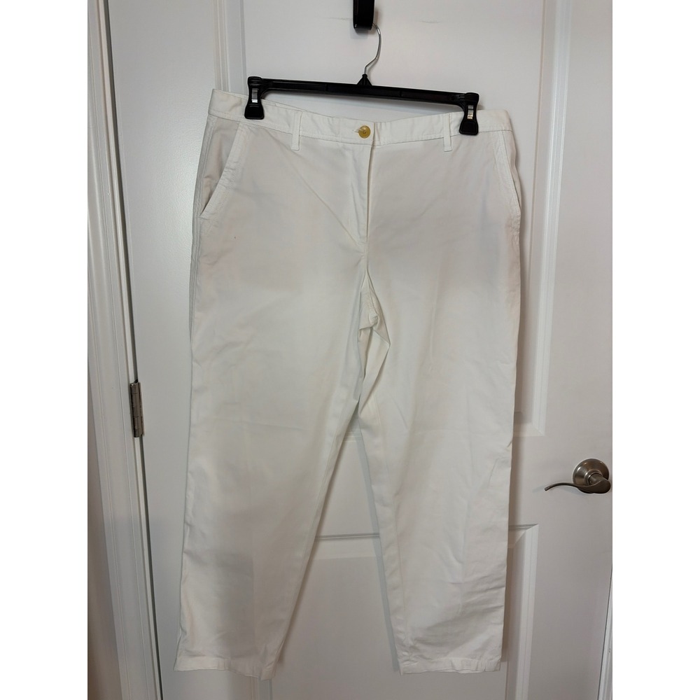 Talbots Relaxed Chino Pants Womens 12 White Mid Rise Straight Leg Trousers